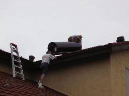 onto the bedroom roof