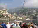 A view of Positano from the boat to Amalfi